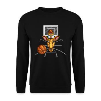 Kids Giraffe Fan Basketball Game Basketball Hoop - Unisex Sweatshirt - black - Front - Alina (178cm) & Michal (187cm)
