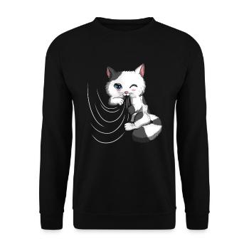 Curtain Cute Hangover Plays Blanket Cat Owner - Unisex Sweatshirt - black - Front - Alina (178cm) & Michal (187cm)