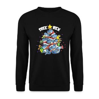 Tree Rex Dinosaurier Tyrannosaurus Rex Weihnachten - Unisex Pullover - Schwarz - Vorne - Alina (178cm) & Michal (187cm)