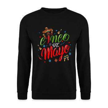 Saying Cinco de Mayo Fan Poncho Chili Pepper Maraka - Unisex Sweatshirt - black - Front - Alina (178cm) & Michal (187cm)