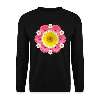 Gerbera Margeriten Blume Blumenranke floral blumig - Unisex Pullover - Schwarz - Vorne - Alina (178cm) & Michal (187cm)