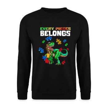 Spécial Enfants T-Rex Puzzle Autisme Dinosaure - Sweat-shirt Unisexe - noir - Devant - Alina (178cm) & Michal (187cm)
