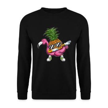 Pineapple Dabbing Flamingo Swimming Tire Holiday Rip - Unisex Sweatshirt - black - Front - Alina (178cm) & Michal (187cm)