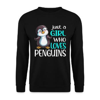 Königspinguin Kaiserpinguin Mädchen liebt Pinguine - Unisex Pullover - Schwarz - Vorne - Alina (178cm) & Michal (187cm)
