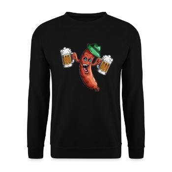 Feiertag Biertrinken Biergarten Würstchen Roster - Unisex Pullover - Schwarz - Vorne - Alina (178cm) & Michal (187cm)
