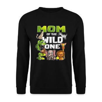 Animal motif Safari Mama of the one Wild Kids B-Day - Unisex Sweatshirt - black - Front - Alina (178cm) & Michal (187cm)
