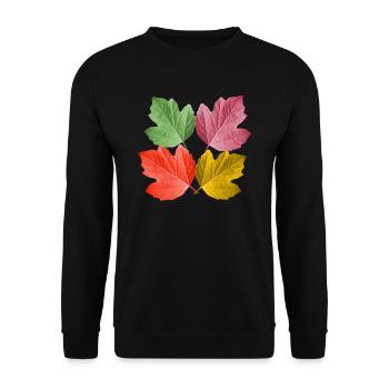 bunte Blätter im Herbst von einem Baum Blatt Laub - Unisex Pullover - Schwarz - Vorne - Alina (178cm) & Michal (187cm)