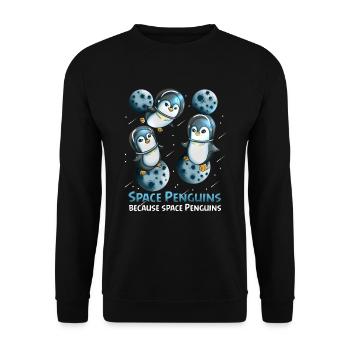 Space Penguin Astronauts Fan Gift Space - Unisex Sweatshirt - black - Front - Alina (178cm) & Michal (187cm)