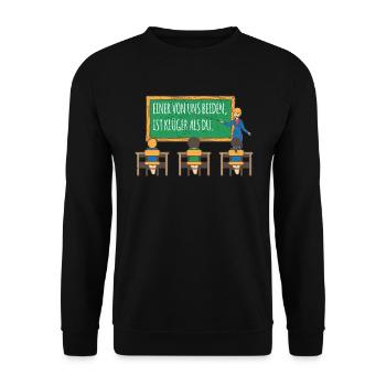 One of us is smarter than gift intelligence - Unisex Sweatshirt - black - Front - Alina (178cm) & Michal (187cm)