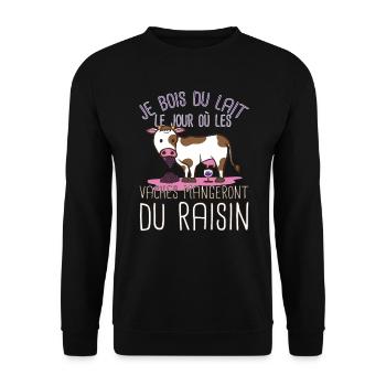 Wein Fan Trinker Weinliebhaber Weintraube Kuh - Unisex Pullover - Schwarz - Vorne - Alina (178cm) & Michal (187cm)