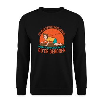 Leine Leinenzwang Geduldsfaden böse Menschen 80's - Unisex Pullover - Schwarz - Vorne - Alina (178cm) & Michal (187cm)