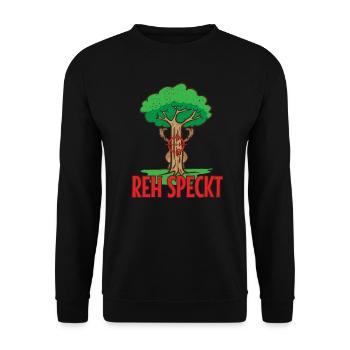 Rotwild Hirsch Hirschkuh Reh Reh Speckt im Wald - Unisex Pullover - Schwarz - Vorne - Alina (178cm) & Michal (187cm)