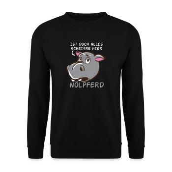 Nilpferd Ist Doch Alles Scheisse Nölpferd Pessimis - Unisex Pullover - Schwarz - Vorne - Alina (178cm) & Michal (187cm)