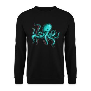 8 Armed Blue Octopus Squid Fan Lover - Unisex Sweatshirt - black - Front - Alina (178cm) & Michal (187cm)