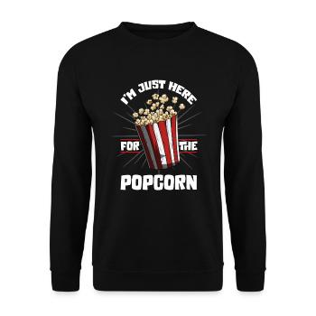Je ne suis ici qu’à cause de la chemise de film sac pop-corn - Sweat-shirt Unisexe - noir - Devant - Alina (178cm) & Michal (187cm)
