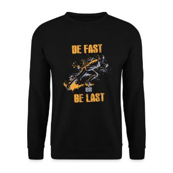 Rennen Marathon Läuferin Langlauf Wettlauf Läufer - Unisex Pullover - Schwarz - Vorne - Alina (178cm) & Michal (187cm)