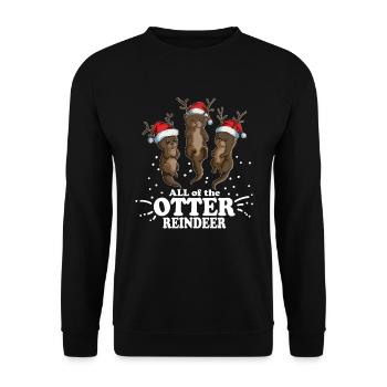 Christmas Otter Kids Family Otter Outfit - Unisex Sweatshirt - black - Front - Alina (178cm) & Michal (187cm)