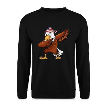 Dabbing Adler Dab Raubvogel mit USA Kopftuch - Unisex Pullover - Schwarz - Vorne - Alina (178cm) & Michal (187cm)