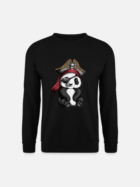 Seeräuber Kapitän Pandabär Kinder Piraten Outfit - Unisex Pullover - Schwarz