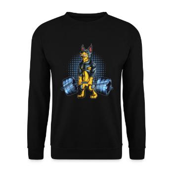 Doberman Sport Bodybuilder Weightlifting Dog - Unisex Sweatshirt - black - Front - Alina (178cm) & Michal (187cm)