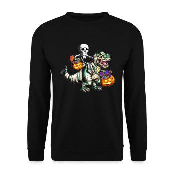 Dinosaur Rex Skeleton Pumpkin Halloween Costume - Sweat-shirt Unisexe - noir - Devant - Alina (178cm) & Michal (187cm)