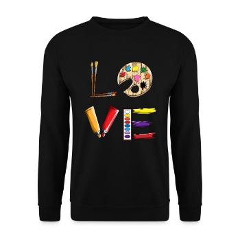 Zeichnen Kunstliebhaber Tuschkasten Pinsel Love - Unisex Pullover - Schwarz - Vorne - Alina (178cm) & Michal (187cm)