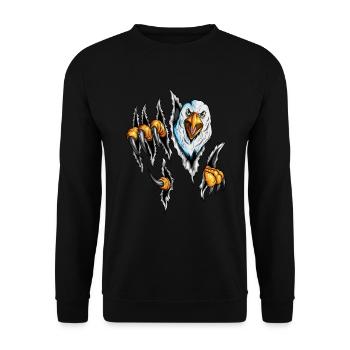 Kratzer Adlerklauen Raubvogel Design Adlerauge - Unisex Pullover - Schwarz - Vorne - Alina (178cm) & Michal (187cm)