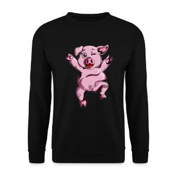 Mignon Mignon Cochon Fermier Cochon Danse - Sweat-shirt Unisexe - noir - Devant - Alina (178cm) & Michal (187cm)