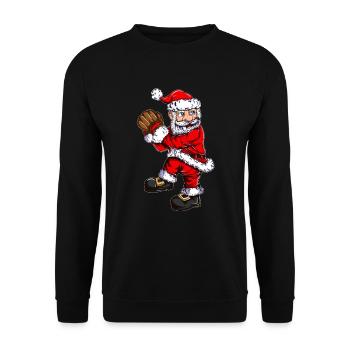 Weihnachten Baseball Santa Claus Baseball Pitcher - Unisex Pullover - Schwarz - Vorne - Alina (178cm) & Michal (187cm)
