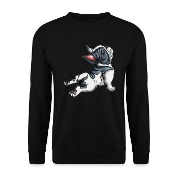 Schlafen Strecken Hund Süßes Hundeoutfit Mopswelpe - Unisex Pullover - Schwarz - Vorne - Alina (178cm) & Michal (187cm)