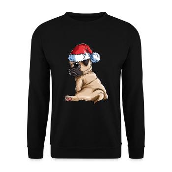 Hundeliebhaber Mopsbesitzer Mopsliebhaber X-Mas - Unisex Pullover - Schwarz - Vorne - Alina (178cm) & Michal (187cm)