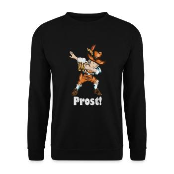 Trachten Bayern Lederhosen Liebhaber Dabbing Prost - Unisex Pullover - Schwarz - Vorne - Alina (178cm) & Michal (187cm)
