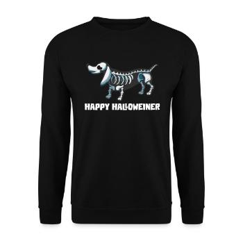 Halloween teckel Propriétaire de chien Happy Halloweiner - Sweat-shirt Unisexe - noir - Devant - Alina (178cm) & Michal (187cm)