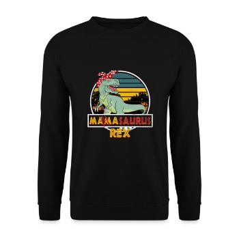Mom Mamasaurus Rex Saurier Dino Kostüm Mama Mütter - Unisex Pullover - Schwarz - Vorne - Alina (178cm) & Michal (187cm)