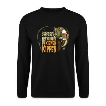 Gepflegt einen hinter die Kiemen Kippen Fische - Unisex Pullover - Schwarz - Vorne - Alina (178cm) & Michal (187cm)