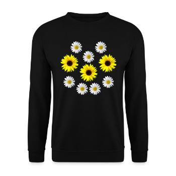 Tournesol et marguerites fleur, fleur, fleur - Sweat-shirt Unisexe - noir - Devant - Alina (178cm) & Michal (187cm)