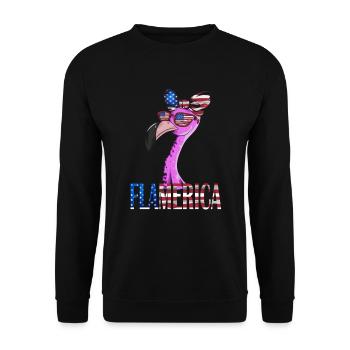 Flamingo USA Flag American US Flag Bird - Sweat-shirt Unisexe - noir - Devant - Alina (178cm) & Michal (187cm)