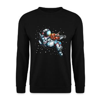 Astronaut Geigenspieler Musikinstrument Universum - Unisex Pullover - Schwarz - Vorne - Alina (178cm) & Michal (187cm)