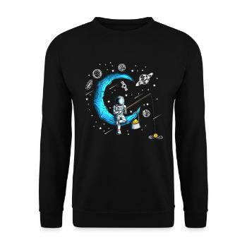 Astronaute Bitcoin Moon Universe Angler Crypto All - Sweat-shirt Unisexe - noir - Devant - Alina (178cm) & Michal (187cm)