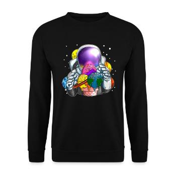 Astronauten Eiscreme Kosmonaut Eiskugeln Weltall - Unisex Pullover - Schwarz - Vorne - Alina (178cm) & Michal (187cm)