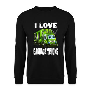 J’adore les camions à ordures les camions à ordures les camions à ordures les enfants - Sweat-shirt Unisexe - noir - Devant - Alina (178cm) & Michal (187cm)