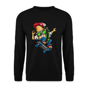 Taco Skateboard Skater Skating Dinco de Mayo - Unisex Pullover - Schwarz - Vorne - Alina (178cm) & Michal (187cm)