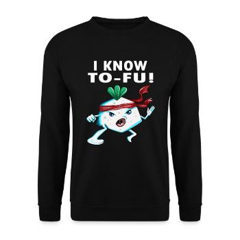 Vegan Tofu Make Kungfu I Know Tofu Vegan Saying - Unisex Sweatshirt - black - Front - Alina (178cm) & Michal (187cm)