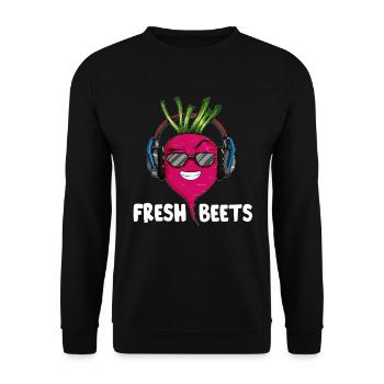 Beetroot vegetables with headphones and sunglasses - Unisex Sweatshirt - black - Front - Alina (178cm) & Michal (187cm)