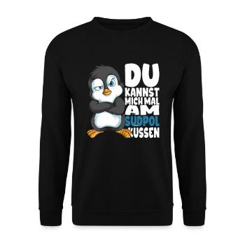 Kannst mich mal am Südpol küssen Pinguine - Unisex Pullover - Schwarz - Vorne - Alina (178cm) & Michal (187cm)
