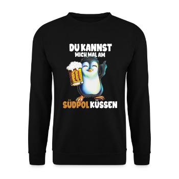 Kannst mich mal am Südpol küssen Pinguine - Unisex Pullover - Schwarz - Vorne - Alina (178cm) & Michal (187cm)