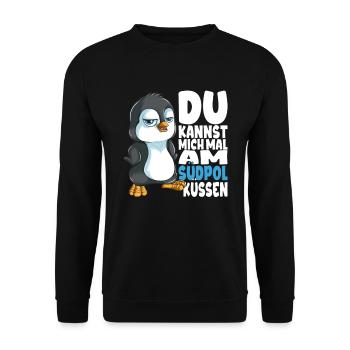 Kannst mich mal am Südpol küssen Pinguine - Unisex Pullover - Schwarz - Vorne - Alina (178cm) & Michal (187cm)