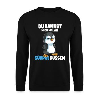 Kannst mich mal am Südpol küssen Pinguine - Unisex Pullover - Schwarz - Vorne - Alina (178cm) & Michal (187cm)