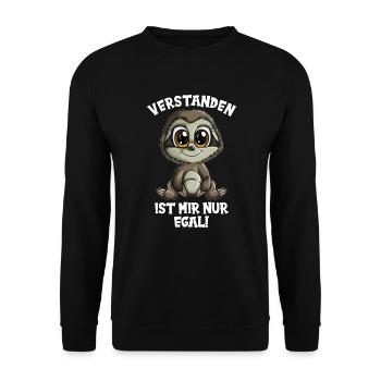 Verstanden ist mir nur egal Faultier - Unisex Pullover - Schwarz - Vorne - Alina (178cm) & Michal (187cm)