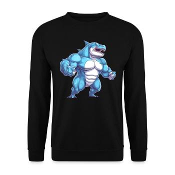 Bodybuilder Shark - Sweat-shirt Unisexe - noir - Devant - Alina (178cm) & Michal (187cm)
